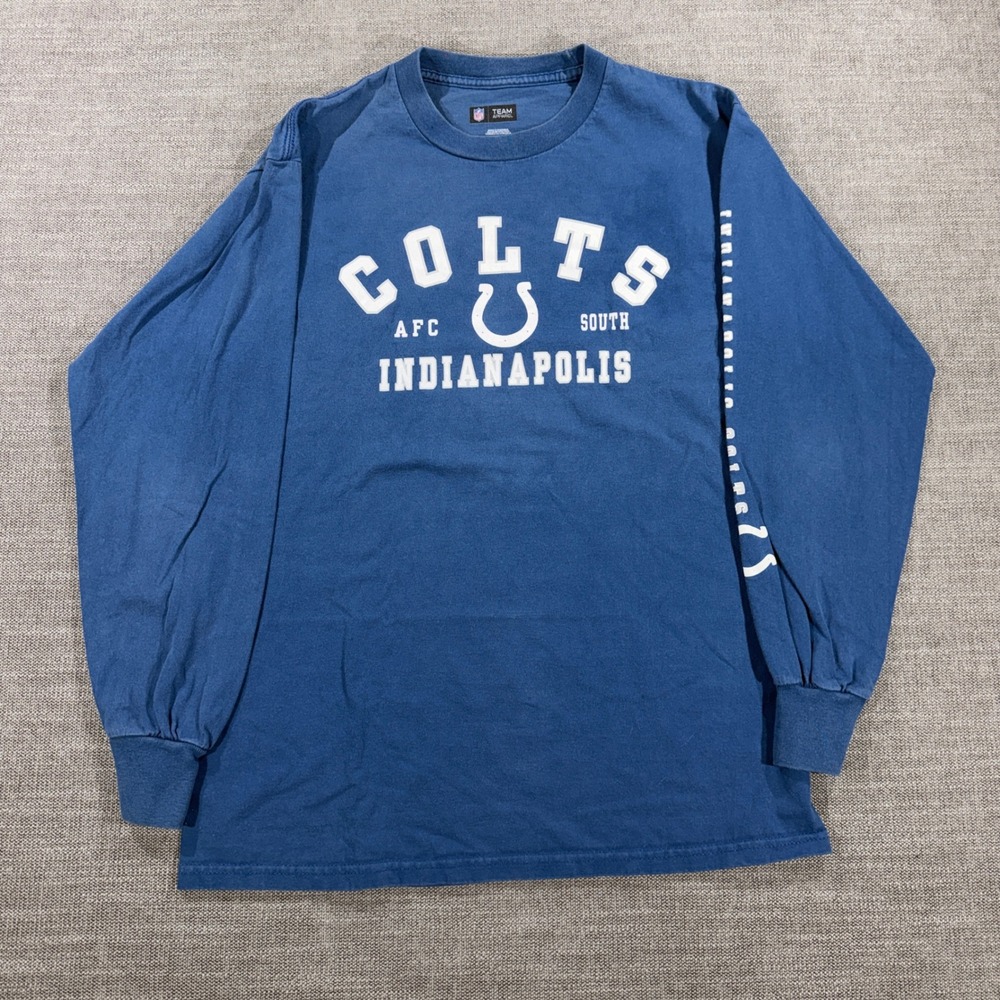 NFL Team Apparel Indianapolis Colts Shirt Mens M Blue Excellent Long Sleeve Tee